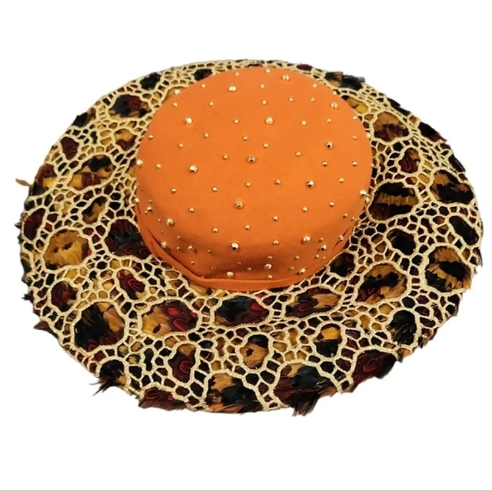 Jack Mcconnell BOUTIQUE‎ Feathers, Lace & Studs Wool Hat RARE